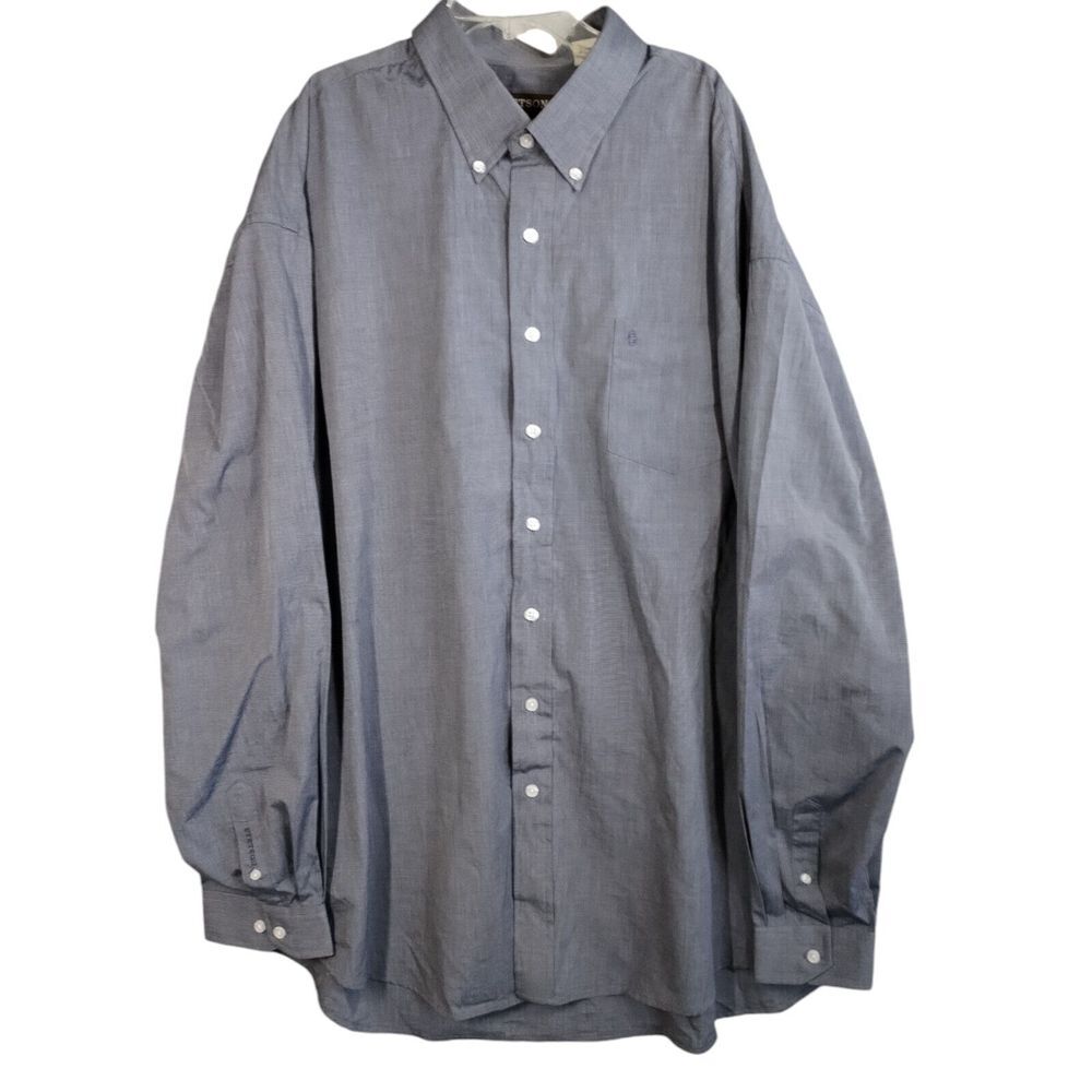 Stetson Men's 3XL Shirt Long Sleeve Button Down‎ Grayish Blue Cotton Preppy